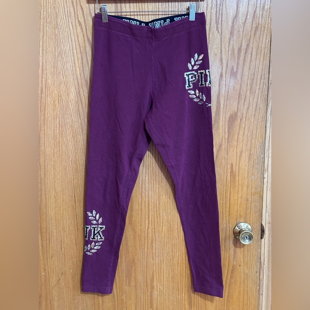 Victoria's Secret PINK maroon sequin bling yoga sz Medium(Z)‎